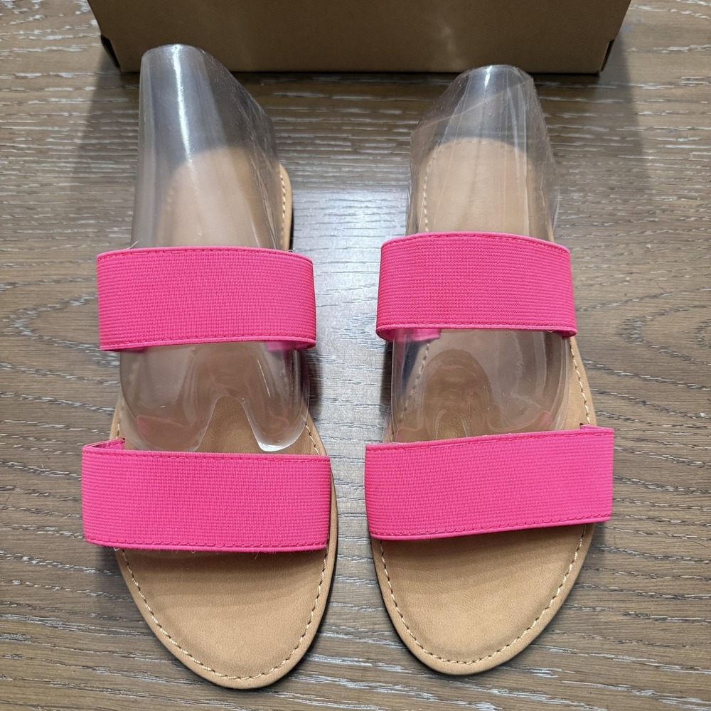 Sunny Feet Sandals Womens Size 7.5 Pink Shoreline-92 Double Band Slide Comfort